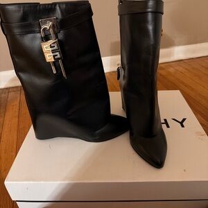 Givenchy Black Leather Heeled Boots